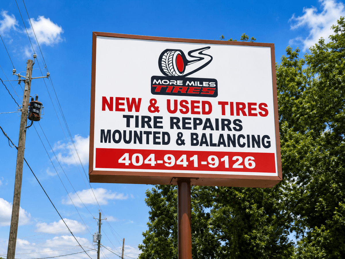 More Miles Tires sign located in Atlanta, Georgia